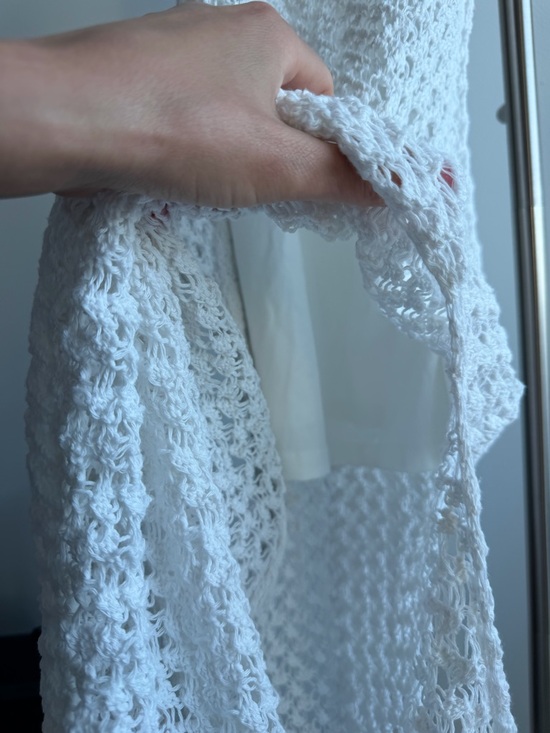 stradivarius White Crochet Maxi Dress with Scoop Neck - Picture 4 of 6